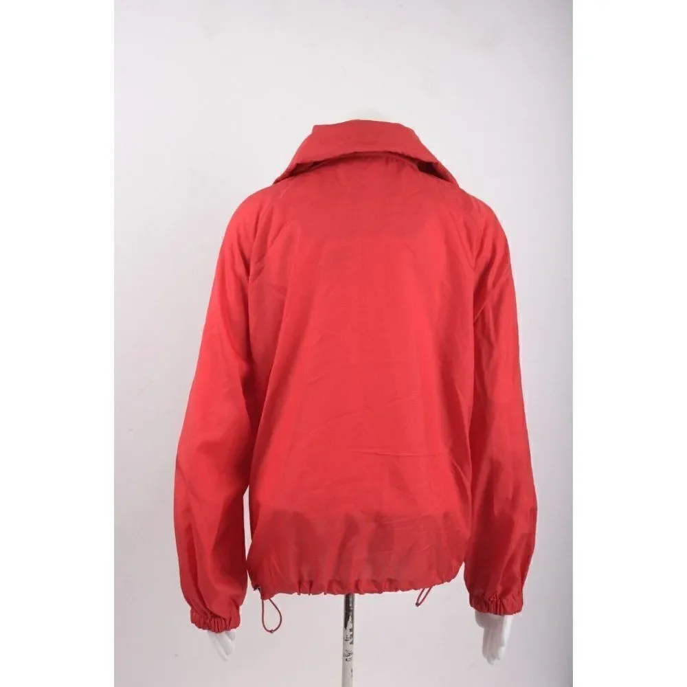 AKRIS Womans Veronique Red Silk Jacket Blouson Taffeta Size 4 Hooded NWT $2590